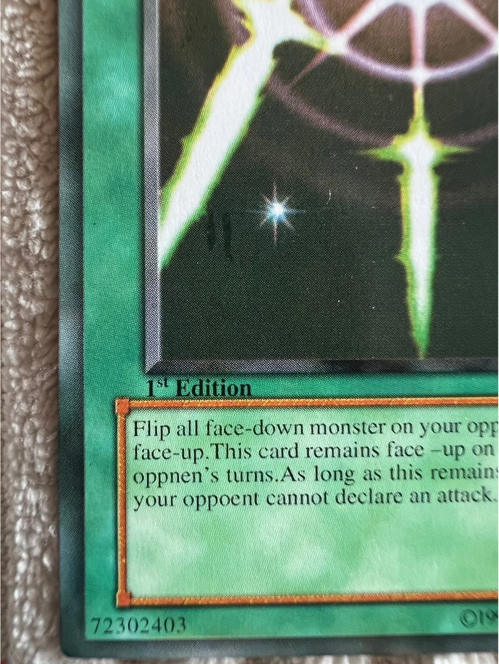 Yu-Gi-Oh! 1st Edition Super Rare Suords  swords of Revealing Light misspelling